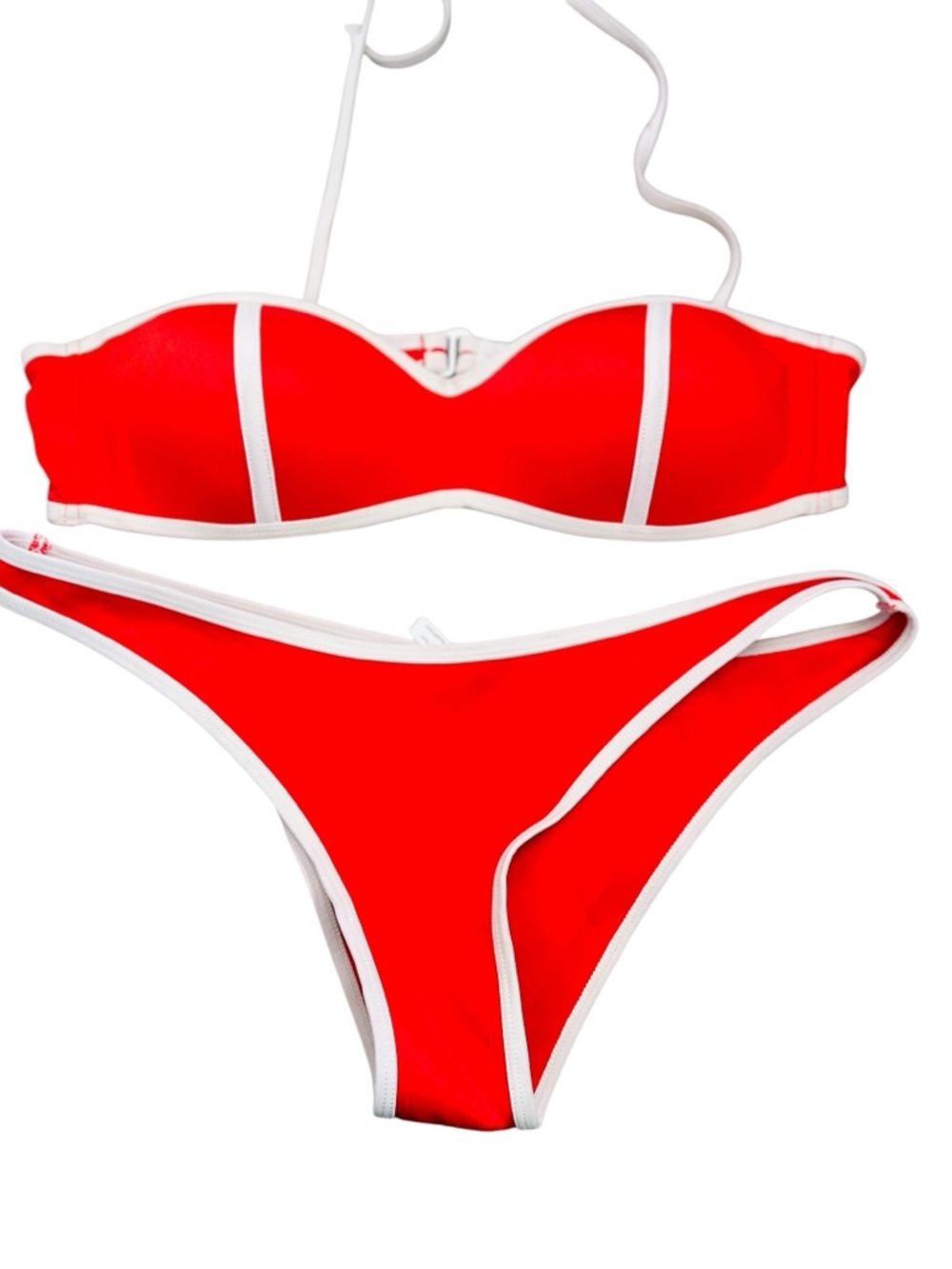 Revolve Kendall + Kylie Red & White Contrast Trim Bikini Set Swimsuit M EUC